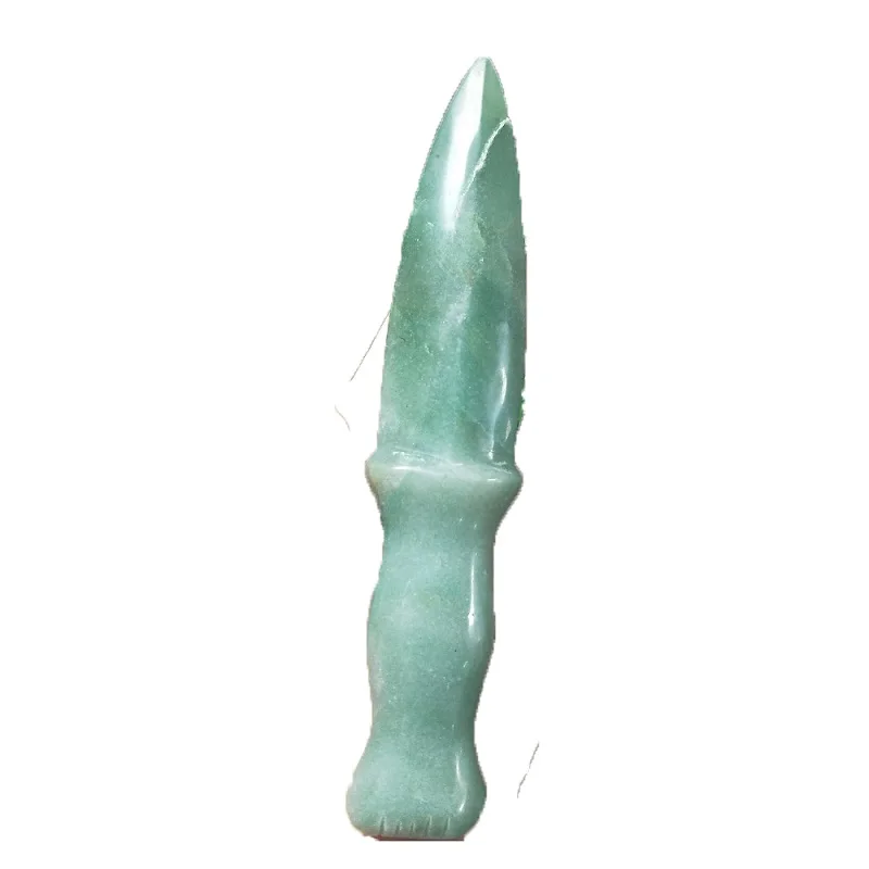 Натуральный кристалл кварца кинжалом лунный камень обсидиан нож Ремесла целебный Кристалл Камень домашний декор подарки - Цвет: green aventurine