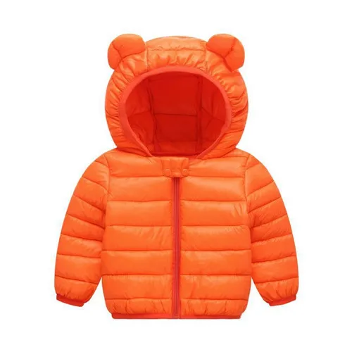 Одежда для новорожденных девочек; хлопковое черное зимнее пальто с капюшоном; Одежда для маленьких мальчиков; модный детский зимний комбинезон; комбинезоны - Цвет: Оранжевый