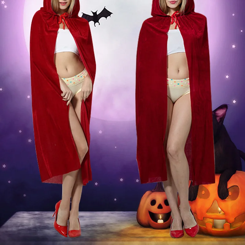 

2019 New Arrivals Unisex Halloween Party Cosplay Personality Solid Color Adult Hooded Concise Cloak Hooded Clothes