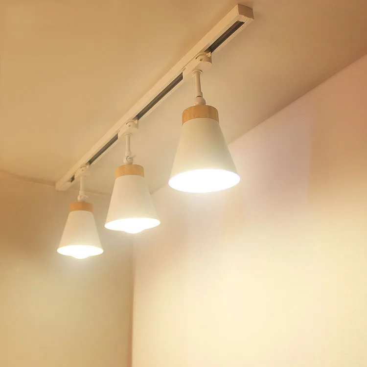 الحديثة الخشب السقف بقعة LED أضواء المسارات E27 مصباح الطرق أضواء السكك الحديدية الأضواء المصابيح تتبع تركيبات ل خلفية متجر مخزن