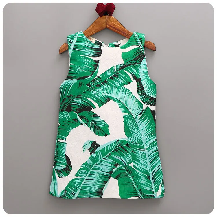 

2016 Autumn New Pattern Korea Style Children's Garment Chinese Ink Leaf Fresh Dress Girl Baby Vest Dress
