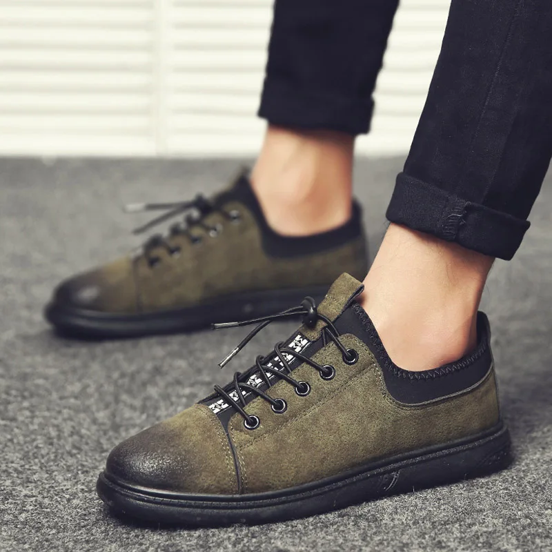 2018 New Spring Men's High Quality Low Ankle Soft Loafers Shoes Male Casual Round Toe Lace-Up Velvet Flats Cheap Krasovki | Обувь