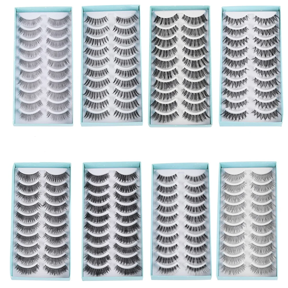 

10 Pairs 3D Faux Mink False Eyelashes Soft Natural Long Wispy Crisscross Lashes Reusable Handmade Eyelash Extension Makeup Tools