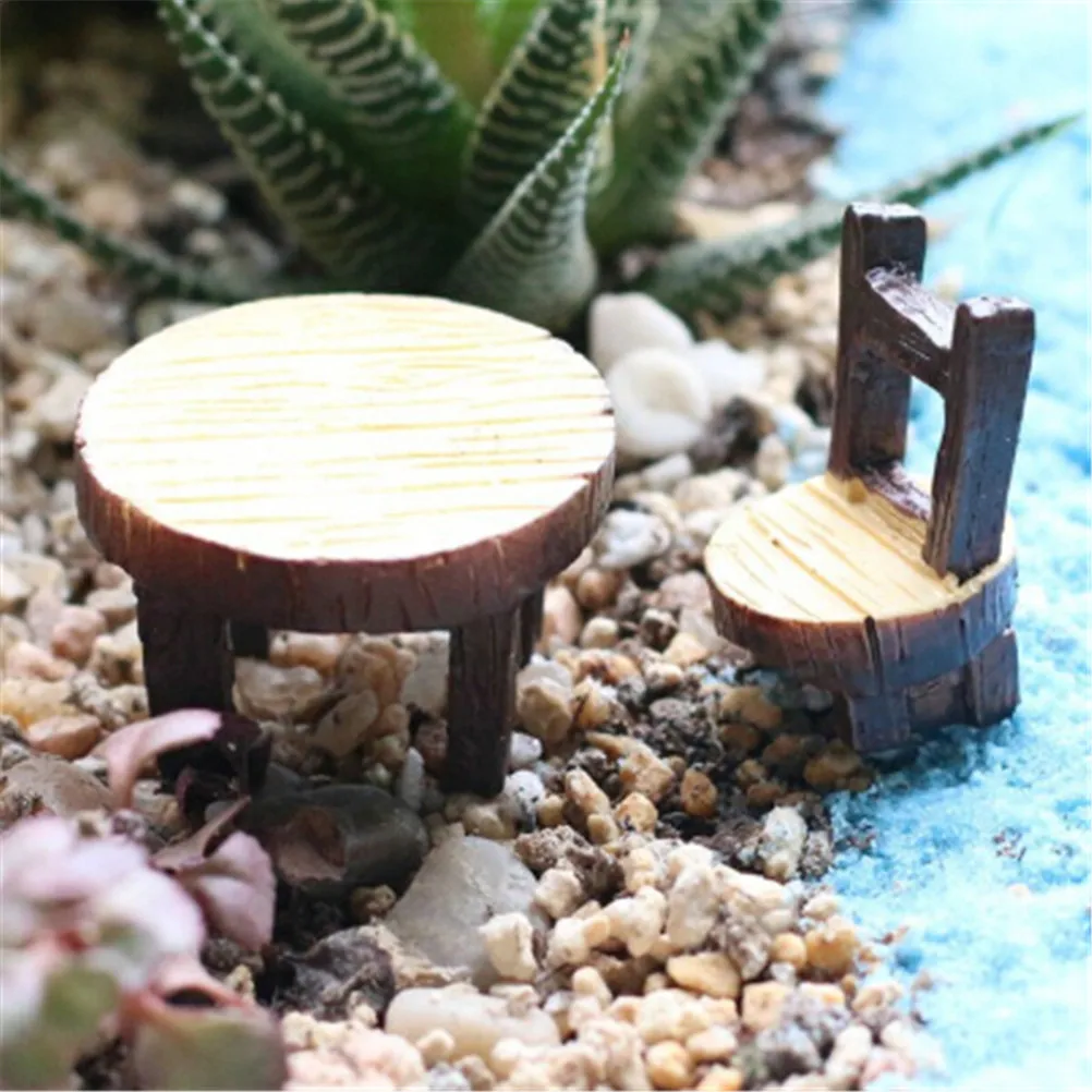 

Floral Table Chairs Miniature Landscape Garden Decoration (Round tables and chairs)