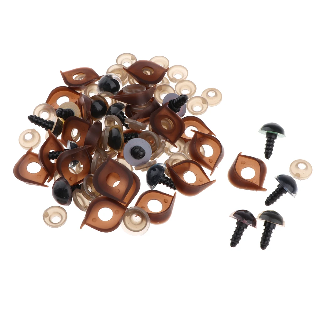 100Pcs Colorful Plastic Safety Eyes with Washers & Eyelid for Teddy Bear, Stuffed Animal Doll, Puppet Making Sewing Craft 14mm