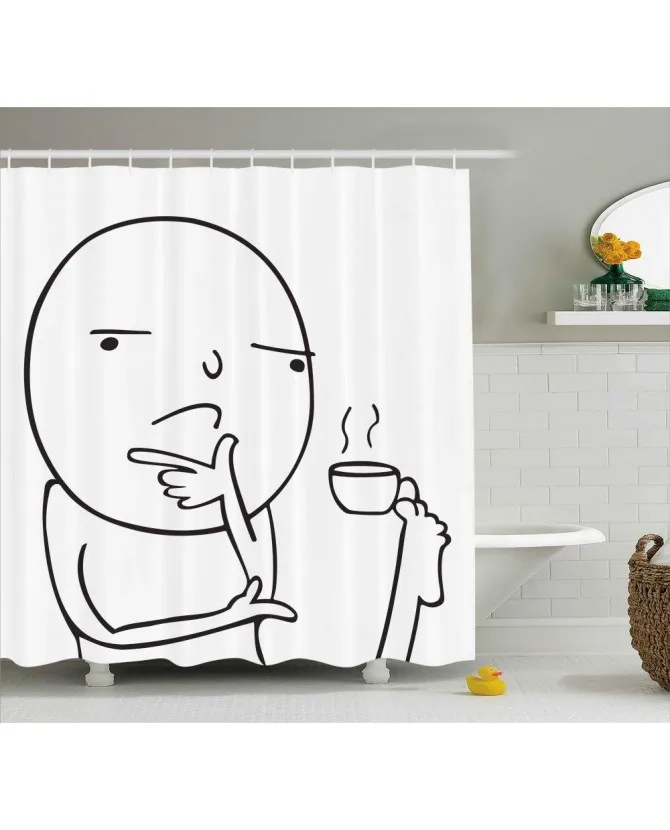 Humor Shower Curtain Thoughtful Meme Coffee Print For