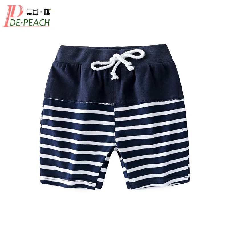 

DE PEACH 2018 New Fashion Baby Boys Casual Striped Shorts Pants Summer Cotton Toddler Kids Loose Beach Shorts Boys Clothes 2-6Y