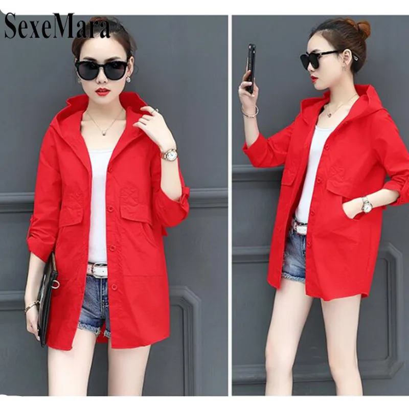 2019 New Women's Jacket Thin Section Korean Version Of The Long Section Large Size Loose Casual Fashion Windbreaker Jacket