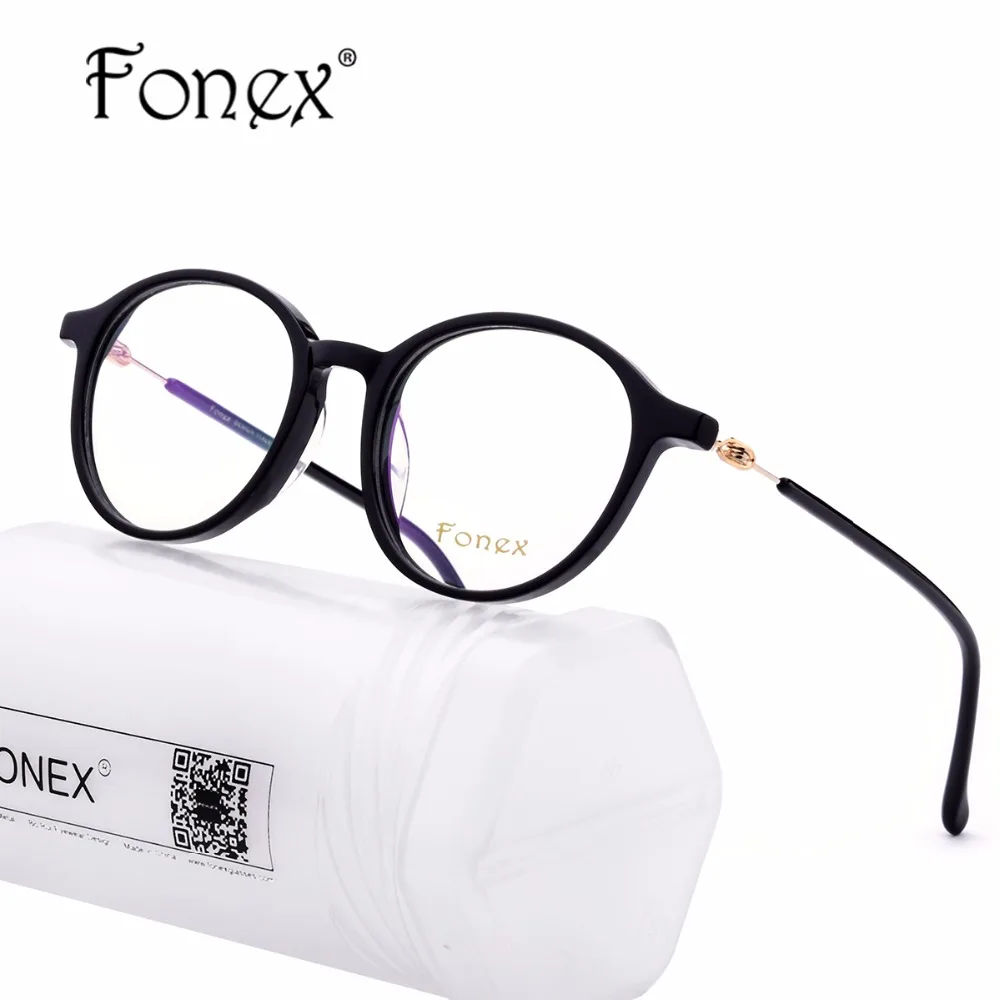 FONEX ACETATE Men Glasses Frame Women Round Prescription Eyeglasses