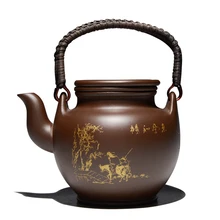 Китайский Фиолетовый Глиняный Чайник, китайский кунг-фу, Zisha, большая емкость, с фильтром, ручка, ручная роспись, чайник, набор
