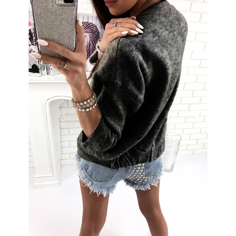 Basic Jacket Women Knitted Cardigant Motorcycle Jackets Coat Streetwear Autumn Women Clothes WS1359Z