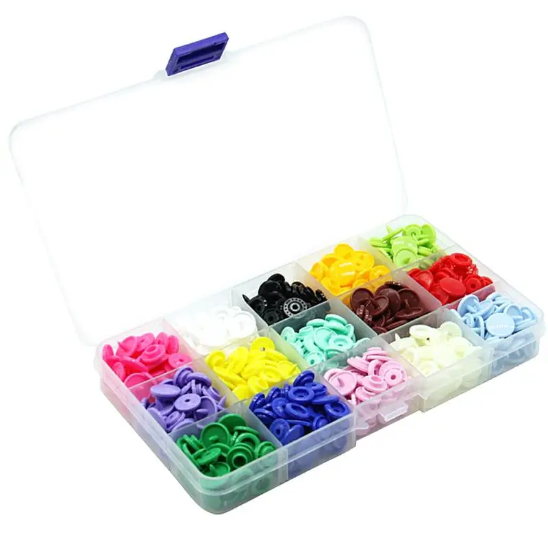 

150 Sets 15 Colors T5 Resin Round DIY Press Stud Fasteners Clothing Baby Snap Buttons Sewing Accessories
