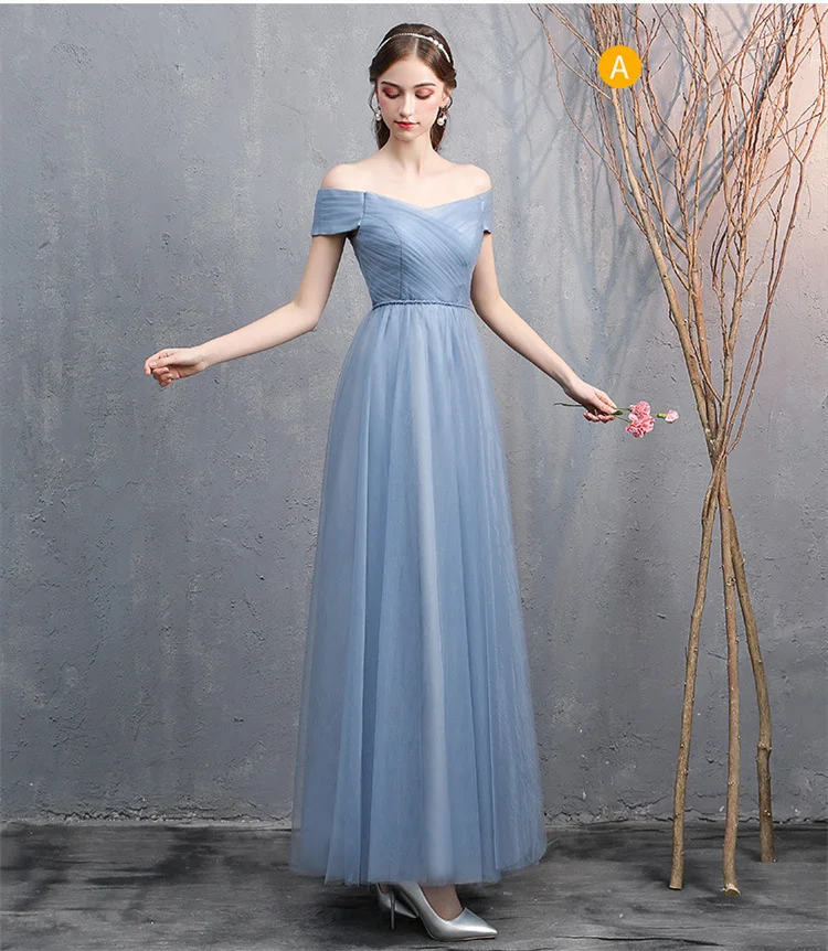 Beauty Emily V Neck Long Bridesmaid Dress Lace Up Back Strapless Elegant Tulle Party Dress For Wedding Vestido de dama de honor