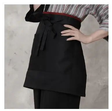Японский Кухонный Фартук для мужчин, женщин, ресторана, официанта, Короткий Фартук для суши - Цвет: Черный
