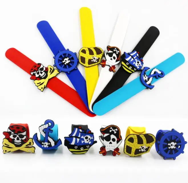 

Hot Sale 12 pcs pirate Wristband Silicone Promotion Gift Filled In Color Bracelet Creative Gifts Y-500
