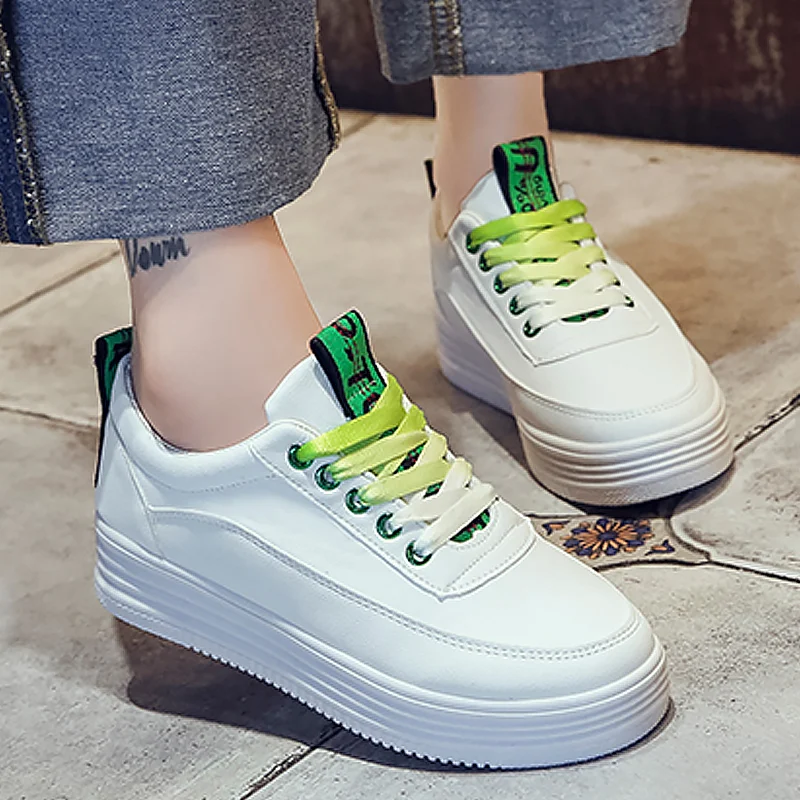 

Girls sneakers women leather shoes 2019 new style spring/autumn female sneakers adult sweet solid white shoes plus size 35-39