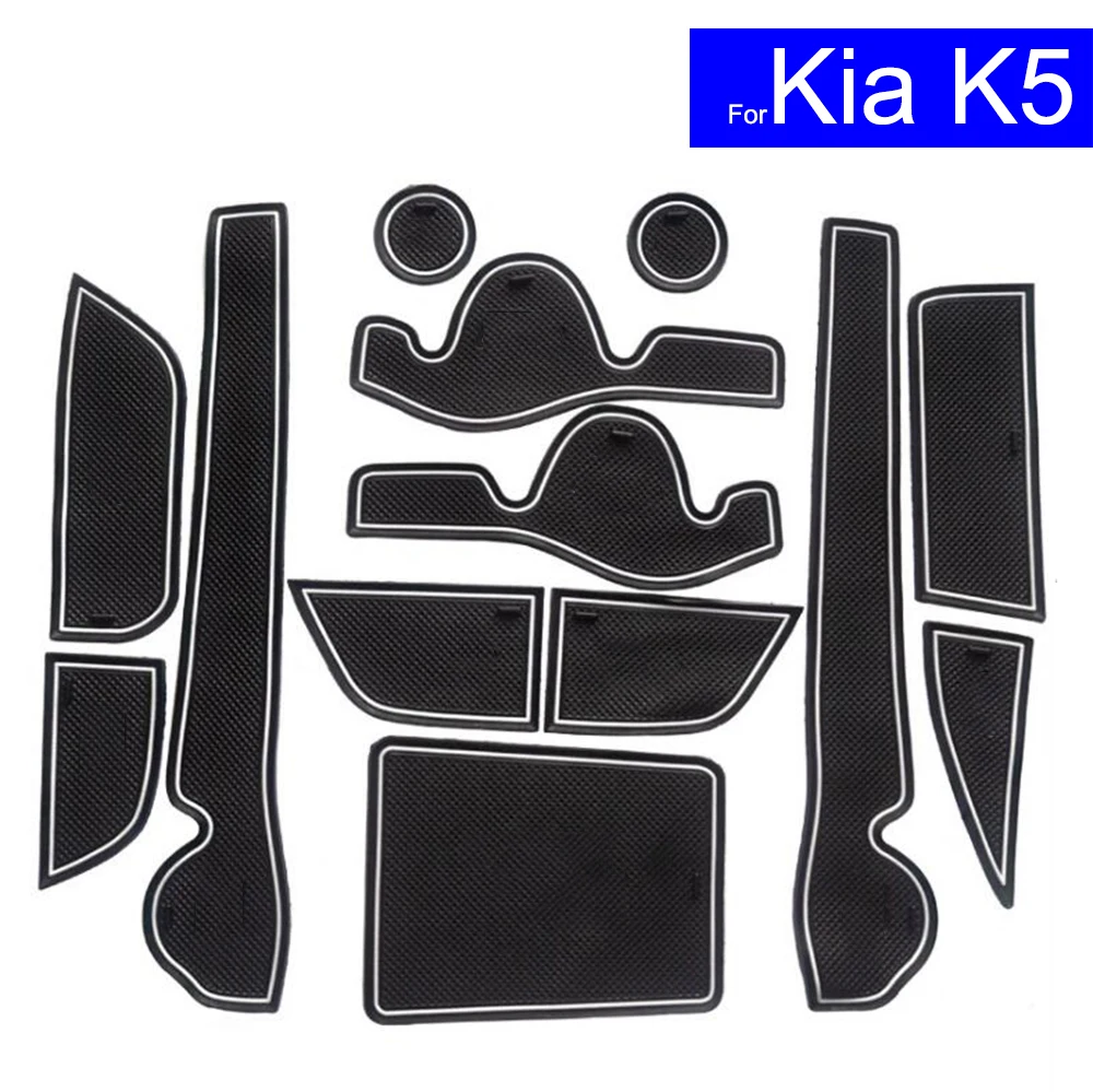 

13 Pcs Non-slip Car Door Gate Slot Mats Carpets Position Cup Holder Pads For Kia K5 2011 2012 2013 2014 2015 Door Groove Mat