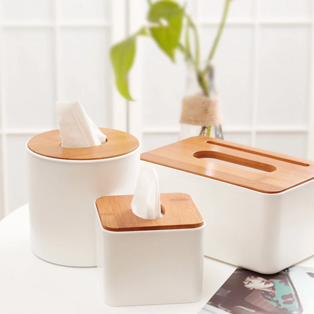 1pc Wooden Tissue Box Container Towel Napkin Tissue Holder Paper