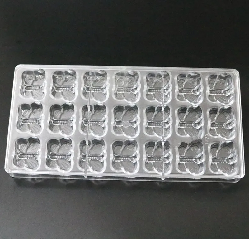Nova-marca-de-21-cavidades-forma-Bonita-borboleta-PC-pl-stico-Policarbonato-fondant-moldes-do-cubo (2)