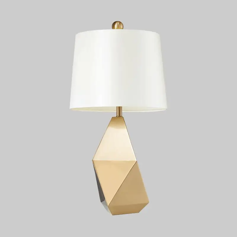 Itoon постмодерн Led Настольная лампа дизайн освещение прикроватная спальня ткань Lampshape Металл геометрический светильник белый золотой блеск