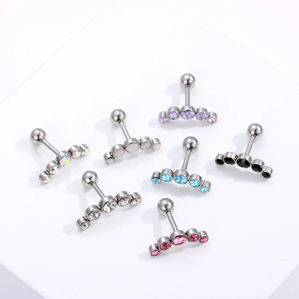 Cartilage Helix Tragus Stud Earrings 1PC Ear Nail Stainless Steel Bar Piercing Crystal Body Jewelry Accessories Gifts piercing jewelry body piercing earrings ear piercing jewelry ear studs metal jewelry body piercing jewelry body jewelry
