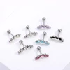 1PC cartílago helicoidal trago Stud pendientes oreja y uñas de acero inoxidable barra Piercing el cuerpo de cristal accesorios de la joyería, regalos ► Foto 3/6