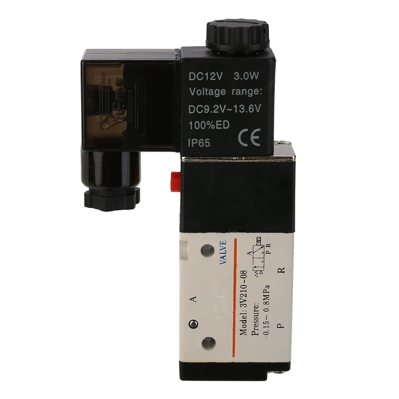 DC12V 1/4'' 3 Way 2 Position Pneumatic Solenoid Valve Electric Solenoid Valve for Water Air Gas