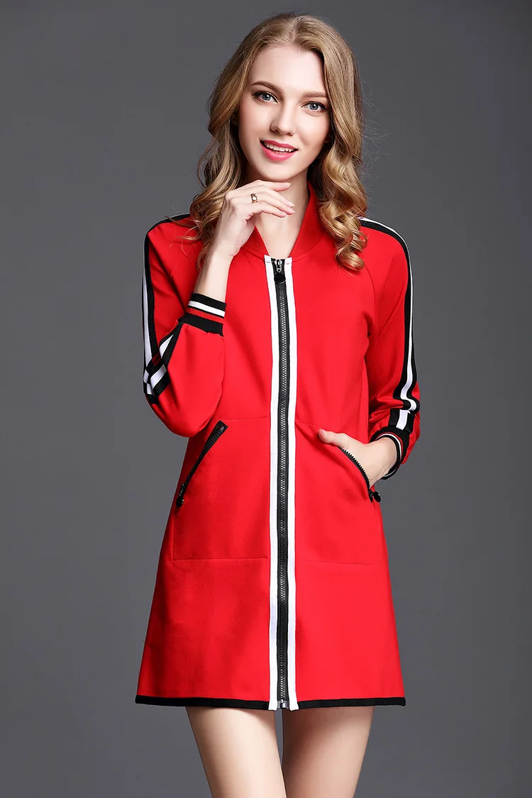 High quality women's casual coat 2019 spring Red baseball jackets S059