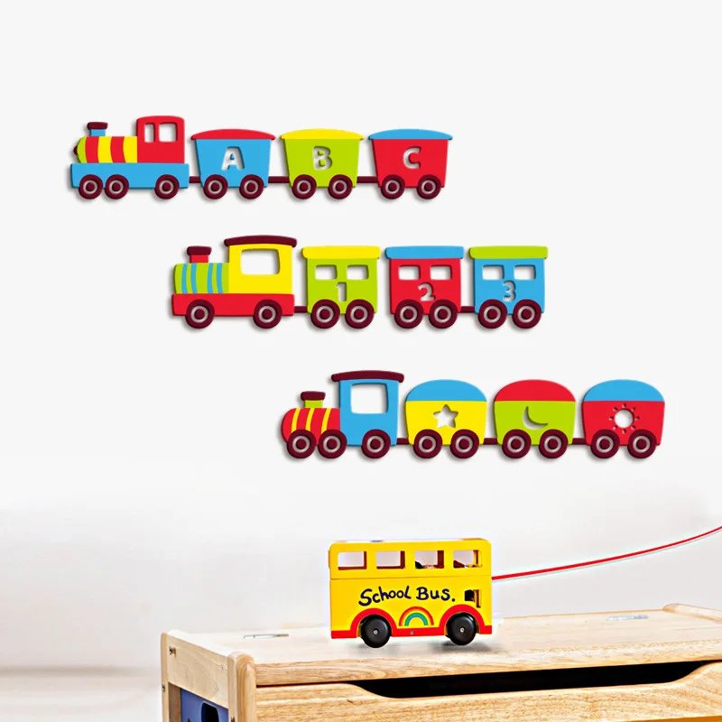 

2019 new Cartoon train 3D wall sticking kindergarten children's clothing store bedside kick line wall decoration self-adhesive