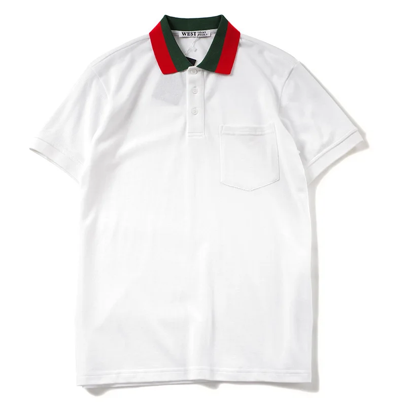 Новинка, модные повседневные рубашки поло с вышитым воротником в зеленую и красную полоску, хлопковые футболки-поло для скейтборда, L25