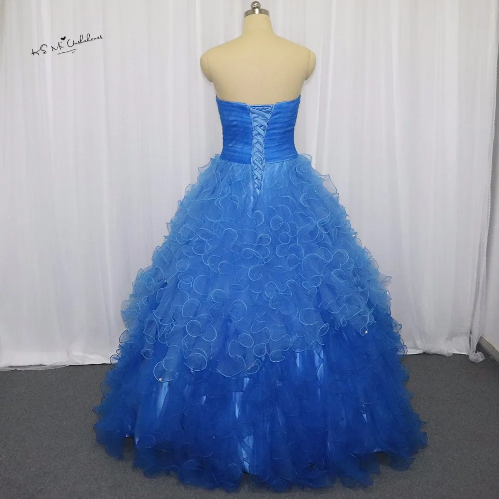 Ʈ 16 巹  Quinceanera  巹 Vestido de Debutantes 15 Anos Blue Rhinestones Ruffles Debutante Gowns