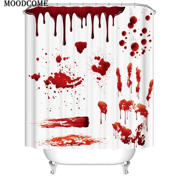 

blood hand halloween shower curtain horror prop drop shipping Halloween decor waterproof shower curtain