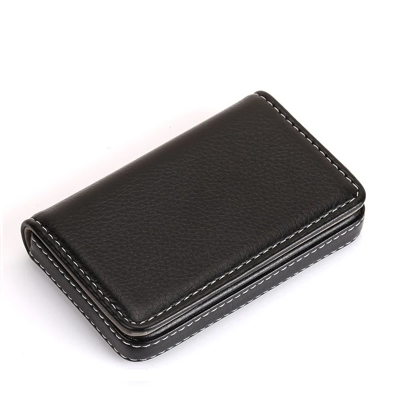 PU Leather + stainless Steel Men Credit Card Holder Women Metal Bank Card Case Box