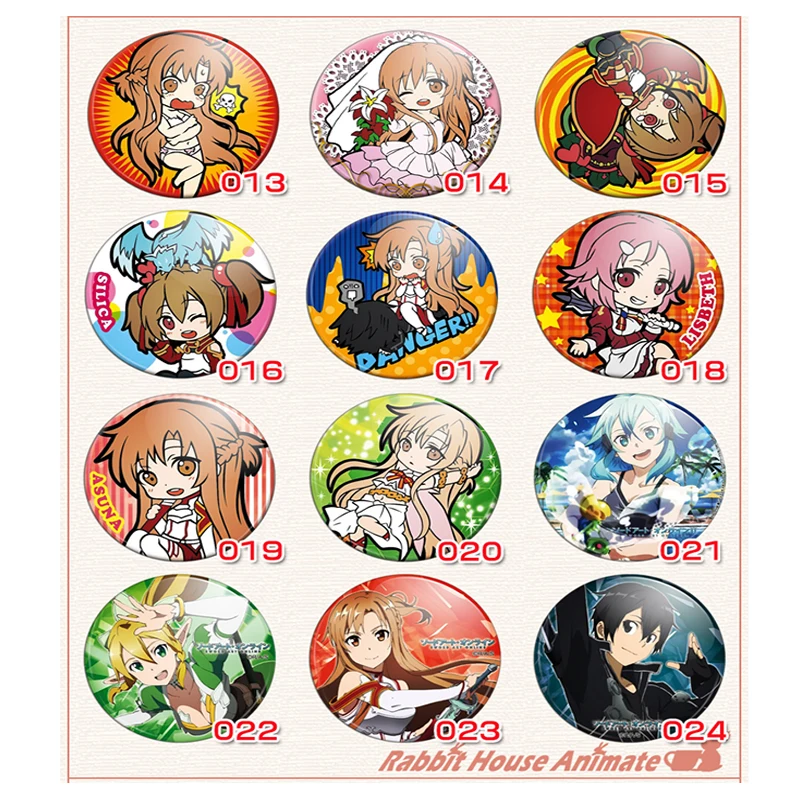 1 шт. 58 мм значок аниме меч искусство онлайн II Yuuki Asuna Suguha Kazuto Keiko Shinozaki Rika SAO заколка