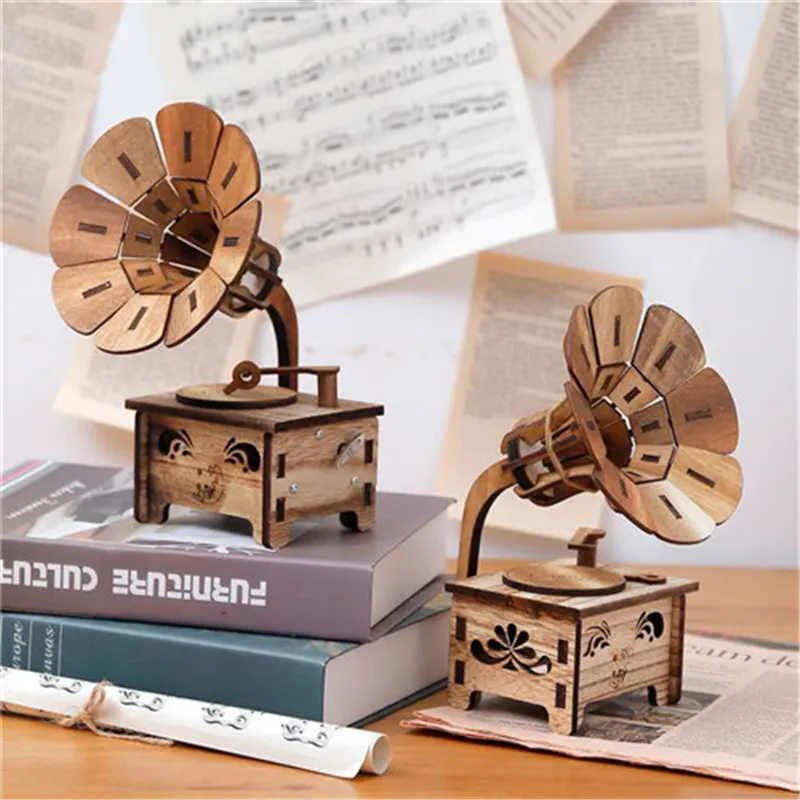 DUANYR-Music Box Innovazione Carillon in Legno Conchiglia Carillon personalità Regalo Creativo Regalo di Compleanno Ornamenti Arti Artigianato per Ragazze 