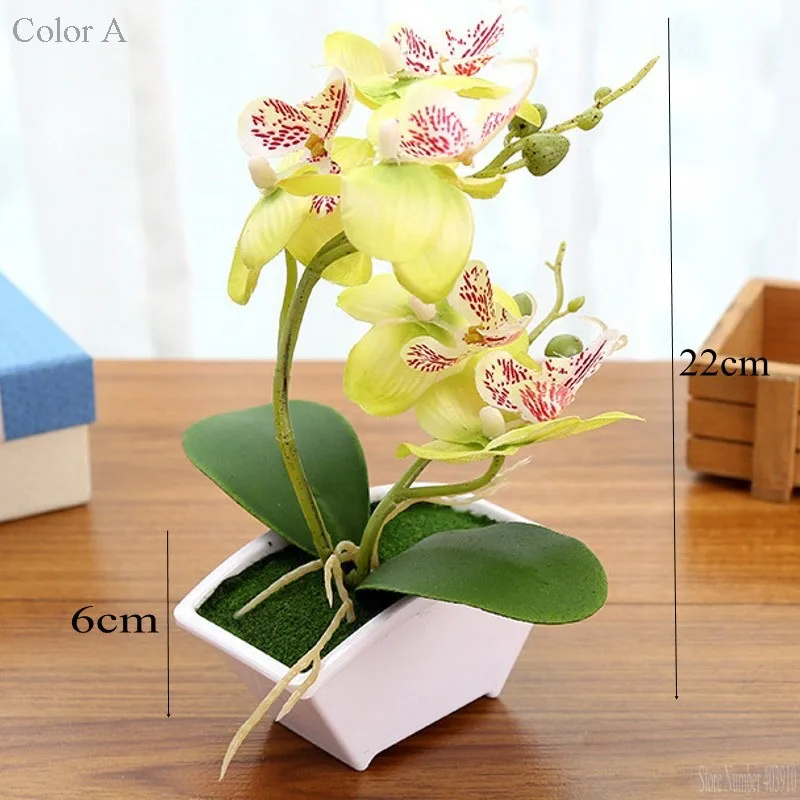 Artificial Butterfly Orchid Potted plants silk Decorative Flower with Plastic pots for Home Balcony Decoration vase set Artificial Butterfly Orchid Potted plants silk Decorative Flower with Plastic pots for Home Balcony Decoration vase set