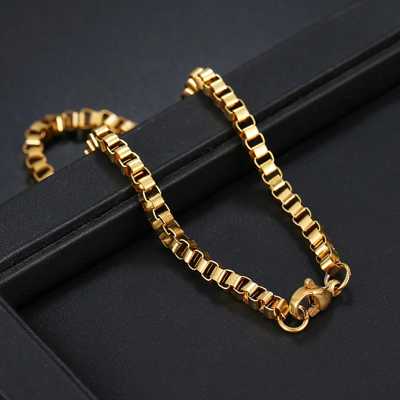 CACANA Stainless Steel Chain Bracelets For Man Women Gold Silver Color For Pendant 0.3cm Square Buckle Donot Fade Jewelry A1205