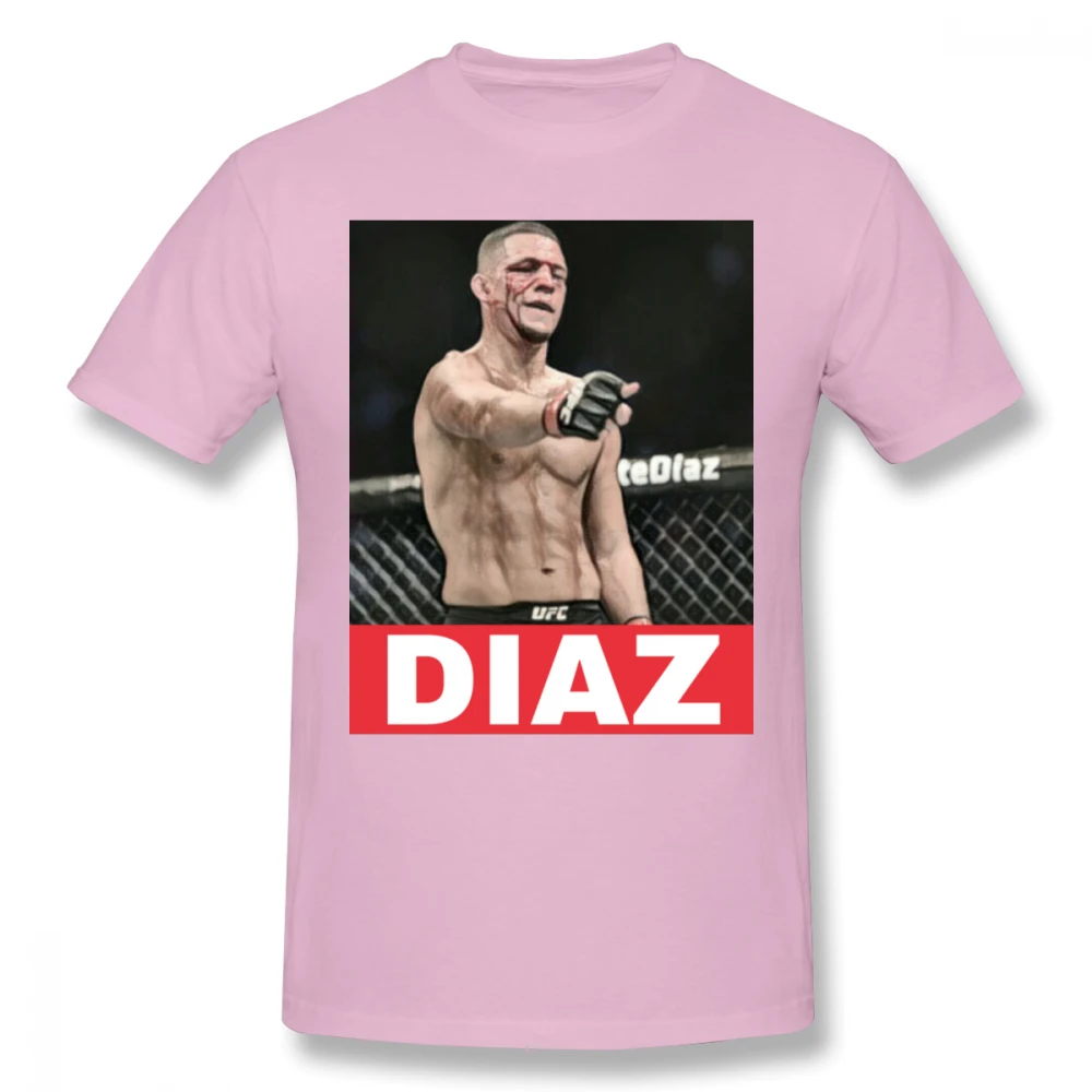 Awesome UFC MMA Fighter Nate Diaz футболка мужская с круглым вырезом и графическим принтом Camiseta футболка большого размера - Цвет: Розовый