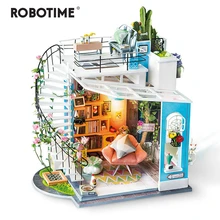 Robotime DIY Даша Лофт с мебель для детей и взрослых миниатюрный деревянный кукольный дом модель строительные наборы кукольный домик игрушка DG12