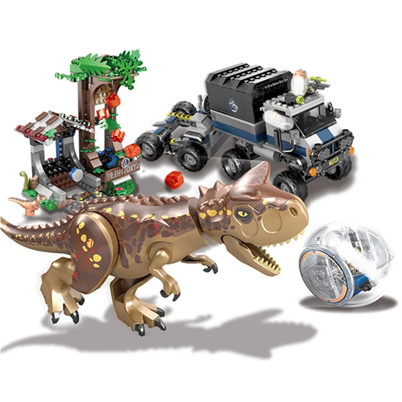

New Jurassic World Park Raptor Helicopter Car Truck Capture Dinosaur Legoings Model Building Blocks Children Toys Gift