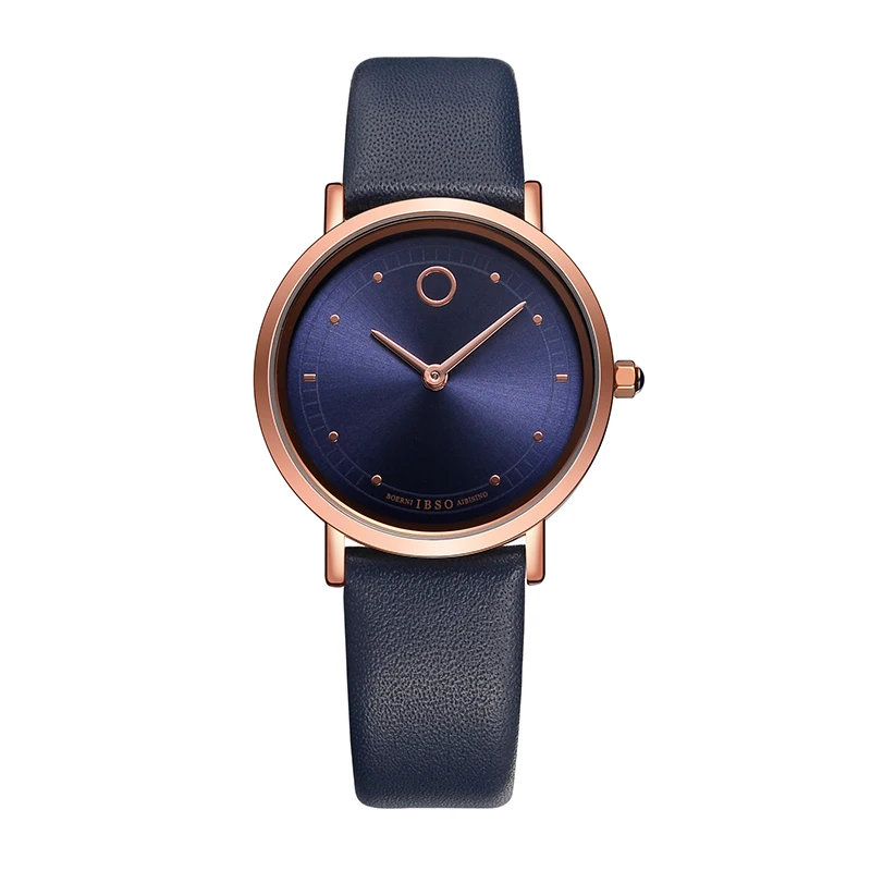IBSO 7,6 мм Ультра тонкие женские часы Лидирующий бренд Роскошные Кварцевые часы Женские кожаные Наручные часы Reloj Mujer Montre Femme#8160 - Цвет: Синий