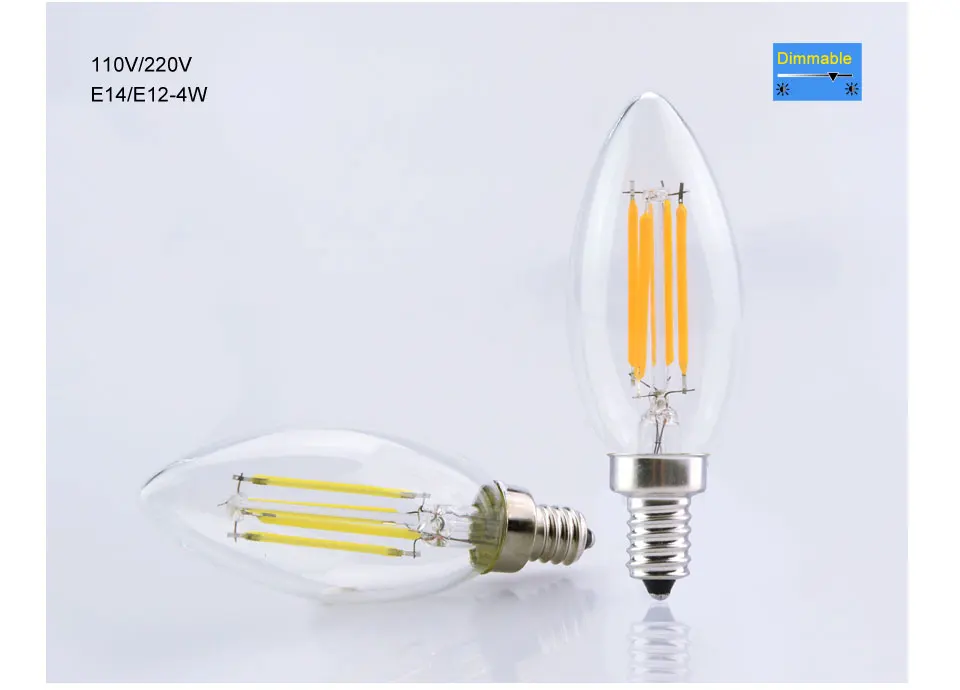 LED Candle Bulb E14 E12 2W 4W 6W AC 220V 110V Retro Antique Glass Edison Lamp Vintage C35 Filament Light for Chandelier (10)