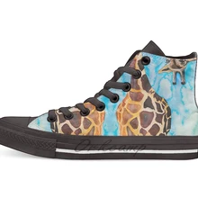 Дизайн жирафа дышащая Повседневная Высокая Топ на шнуровке холщовая обувь кеды для Прямая
