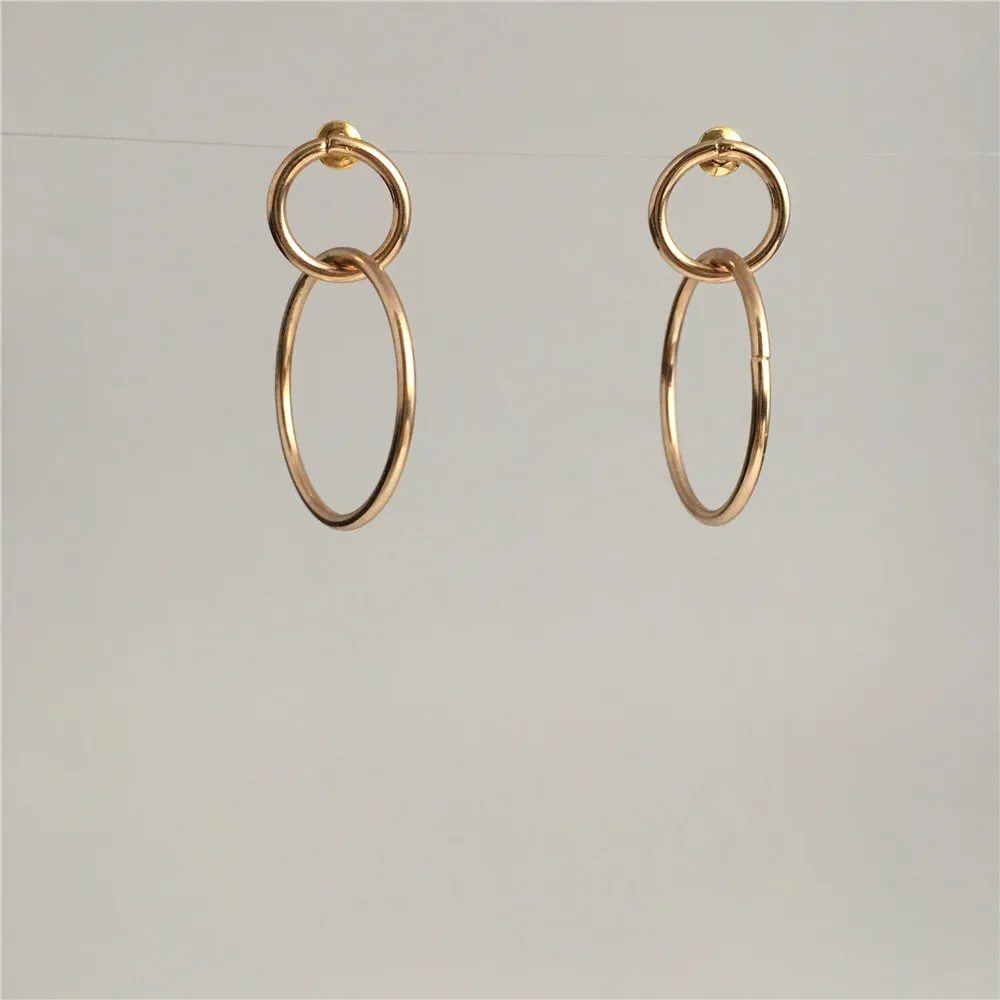 

CASUAL EARRINGS GOLD COLOR PLATING CIRCLE LINKED DROP EARRING FOR WOMEN GIRL