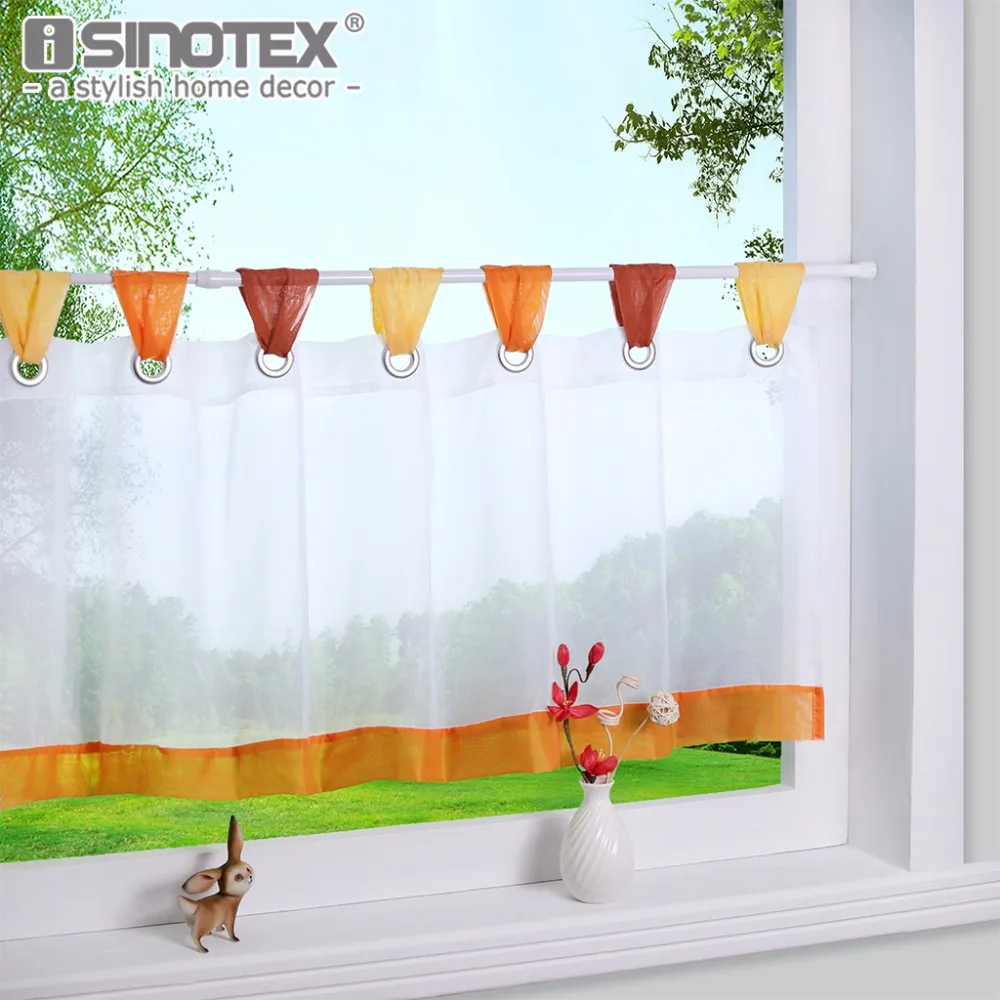 

Curtain for the Kitchen Fashion Cafe Embroidered 100% Polyester Pastoral Style Small Cafe Curtain Various Sizes Tab Top 1 PCS