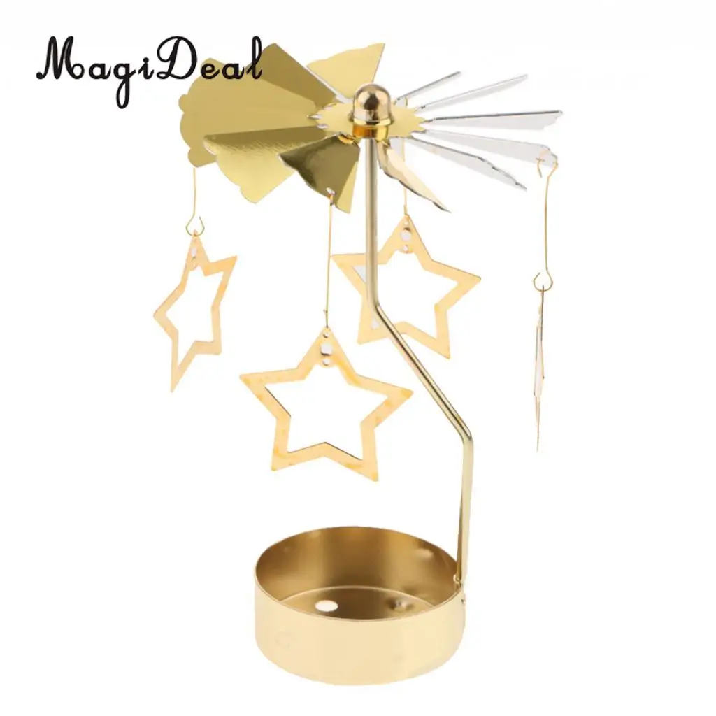 Christmas Windmill Decor Rotating Candle Tea Light Holder Candlestick Ornament- snowflakes elf star heart tree reindeer