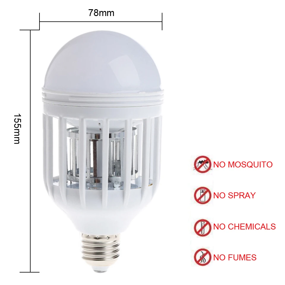 Дешевые 220 в E27 2 в 1 мощный двойной светодиодный лампочка комаров убийца анти-антимоскитная лампа насекомых Ловушка Ночная лампа 20шт