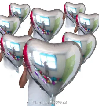 

Evnet Party decoration Party favors Silver color helium inflatable size 32inch heart Aluminum foil balloons 20 pcs/lot