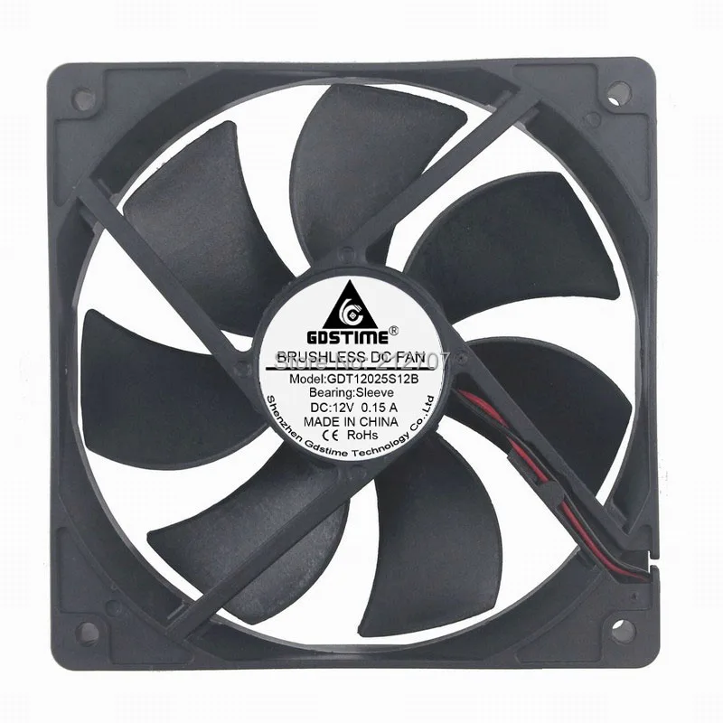 

2Pcs Gdstime 120MM DC 12V 1800RPM 2Pin 12cm 12025 120x120x25mm Brushless Computer Cooling Fan