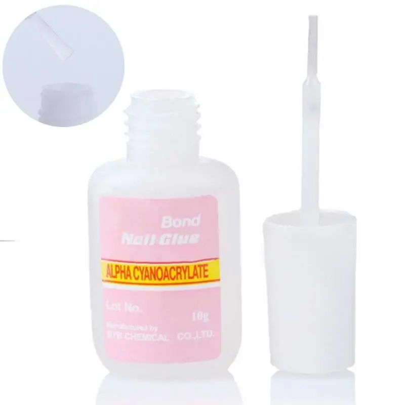 

New 5pcs/set BYB False Glue Nail Art Tips Glitter Acrylic Decoration With Brush False Nail Gel Glue Fake Nails Nail Label #3